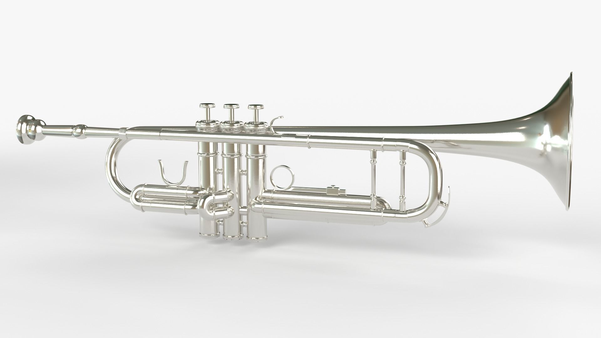 Trumpets Three Types of Materials  Brass Copper and Silver 3D model_3