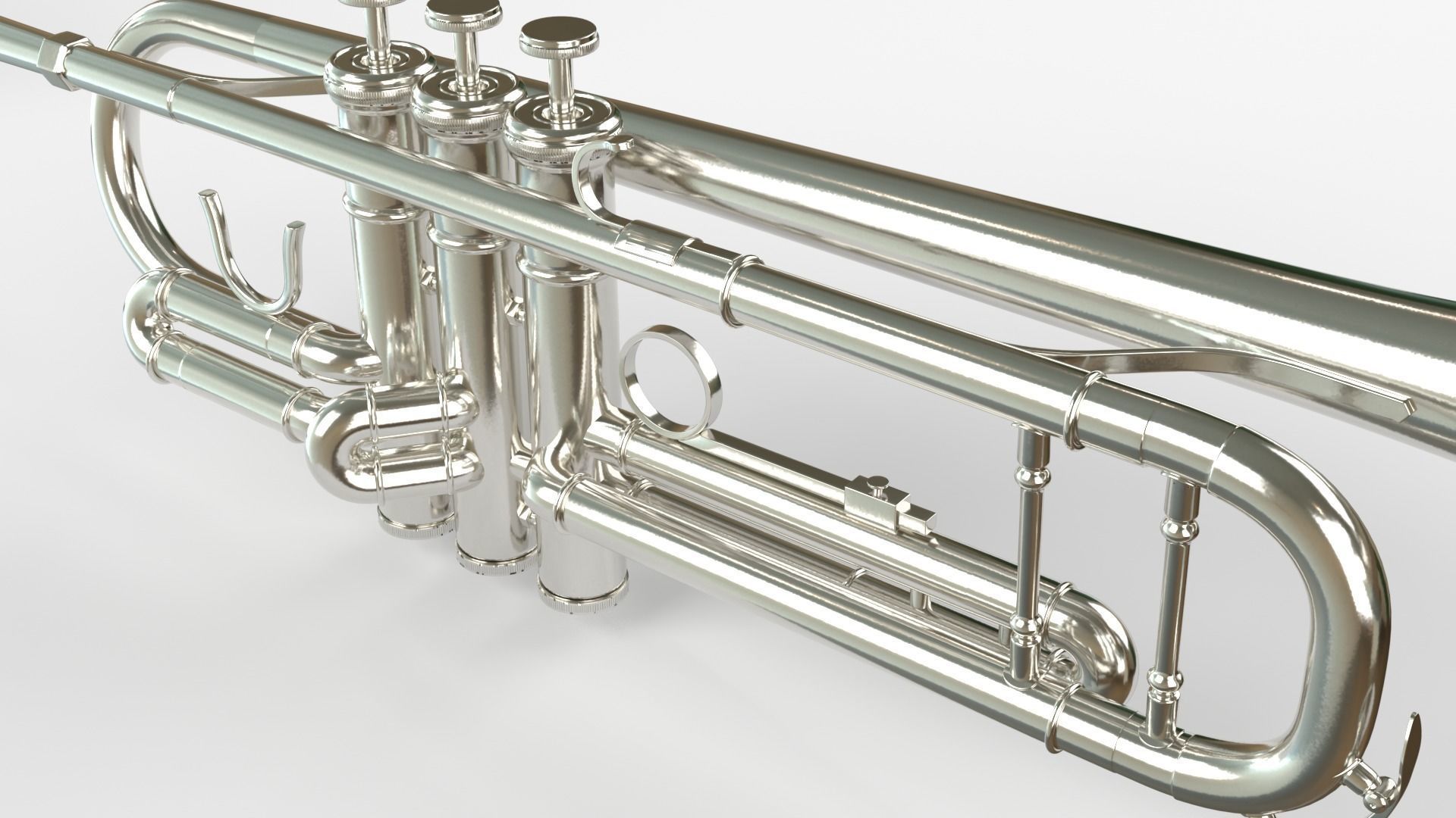 Trumpets Three Types of Materials  Brass Copper and Silver 3D model_13