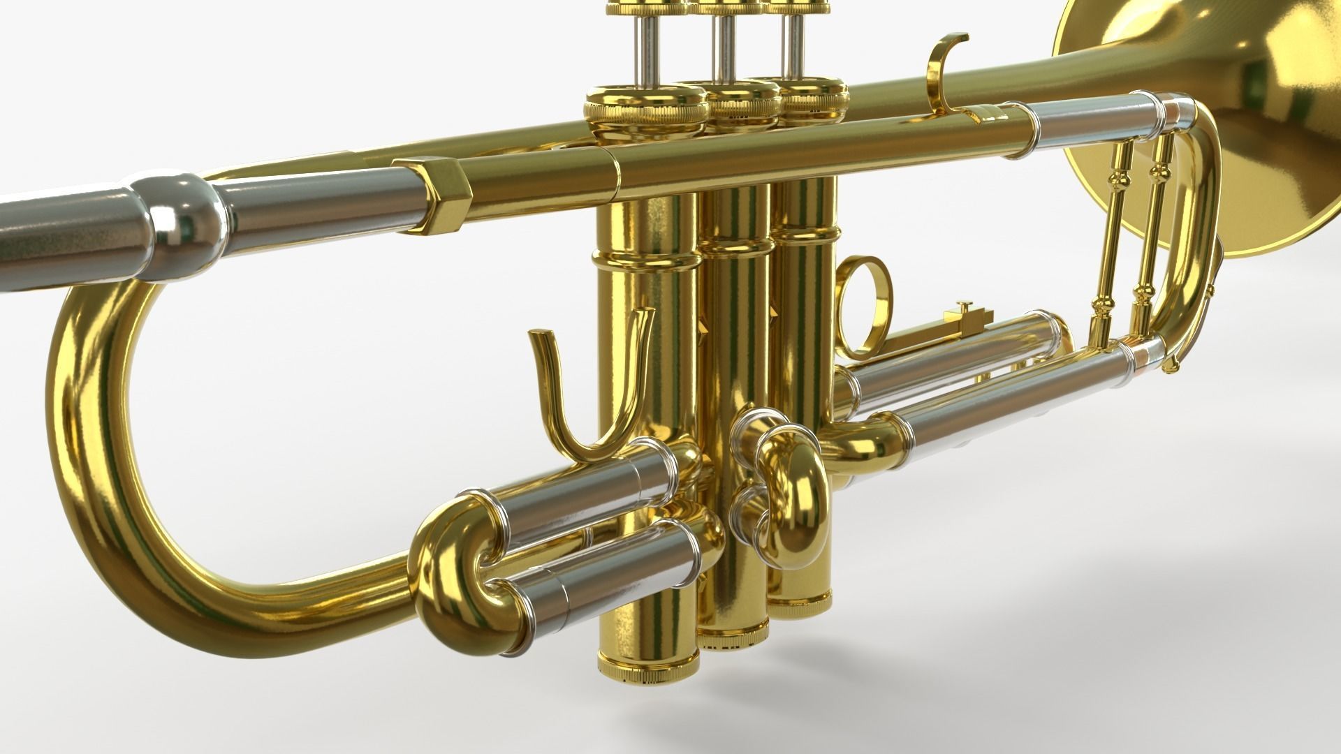 Trumpets Three Types of Materials  Brass Copper and Silver 3D model_7