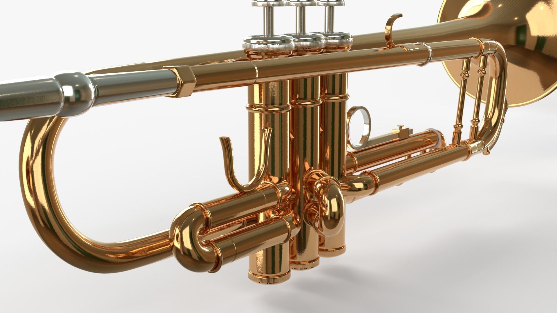Trumpets Three Types of Materials  Brass Copper and Silver 3D model_15
