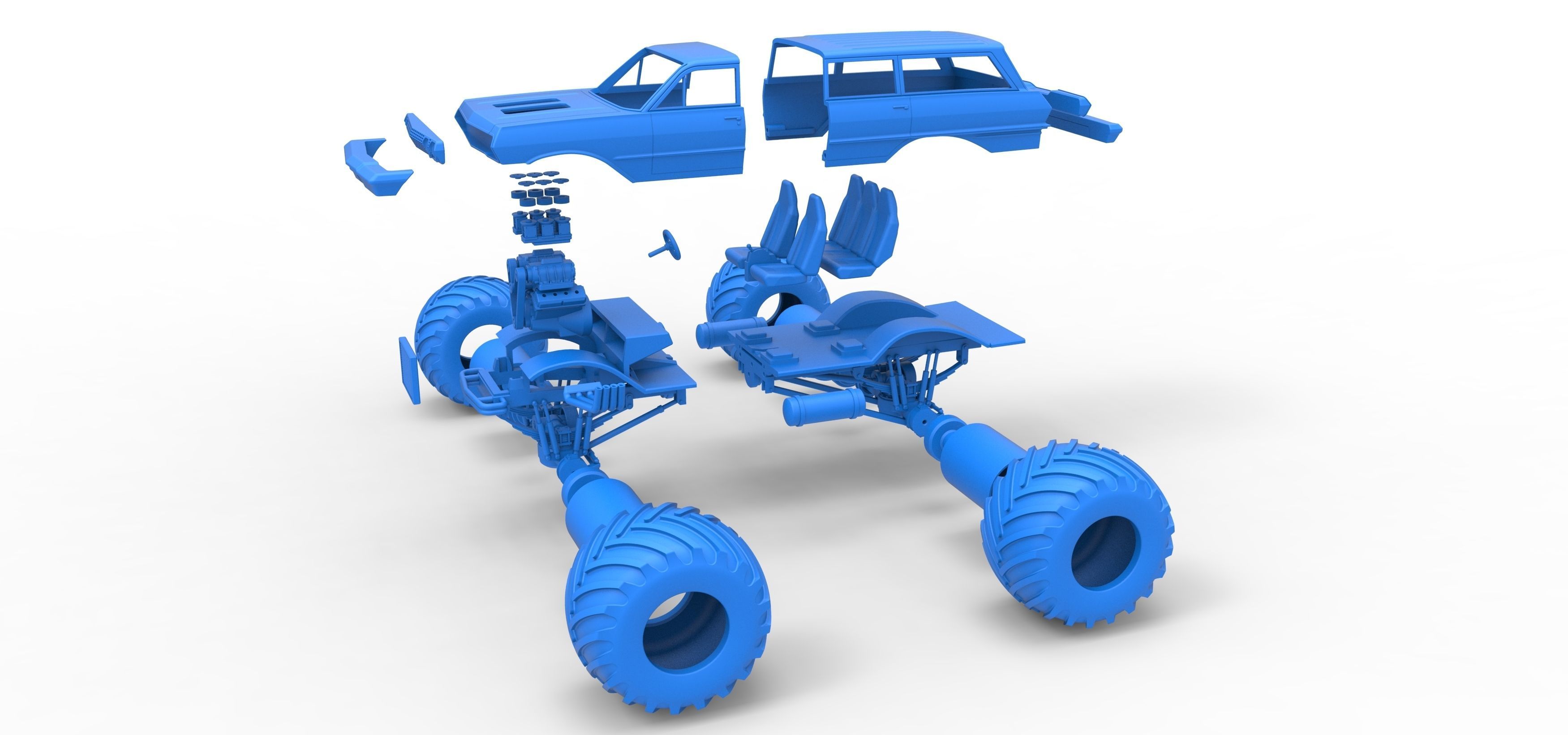 Vintage Monster Truck Scale 1 to 25 3D print model_33