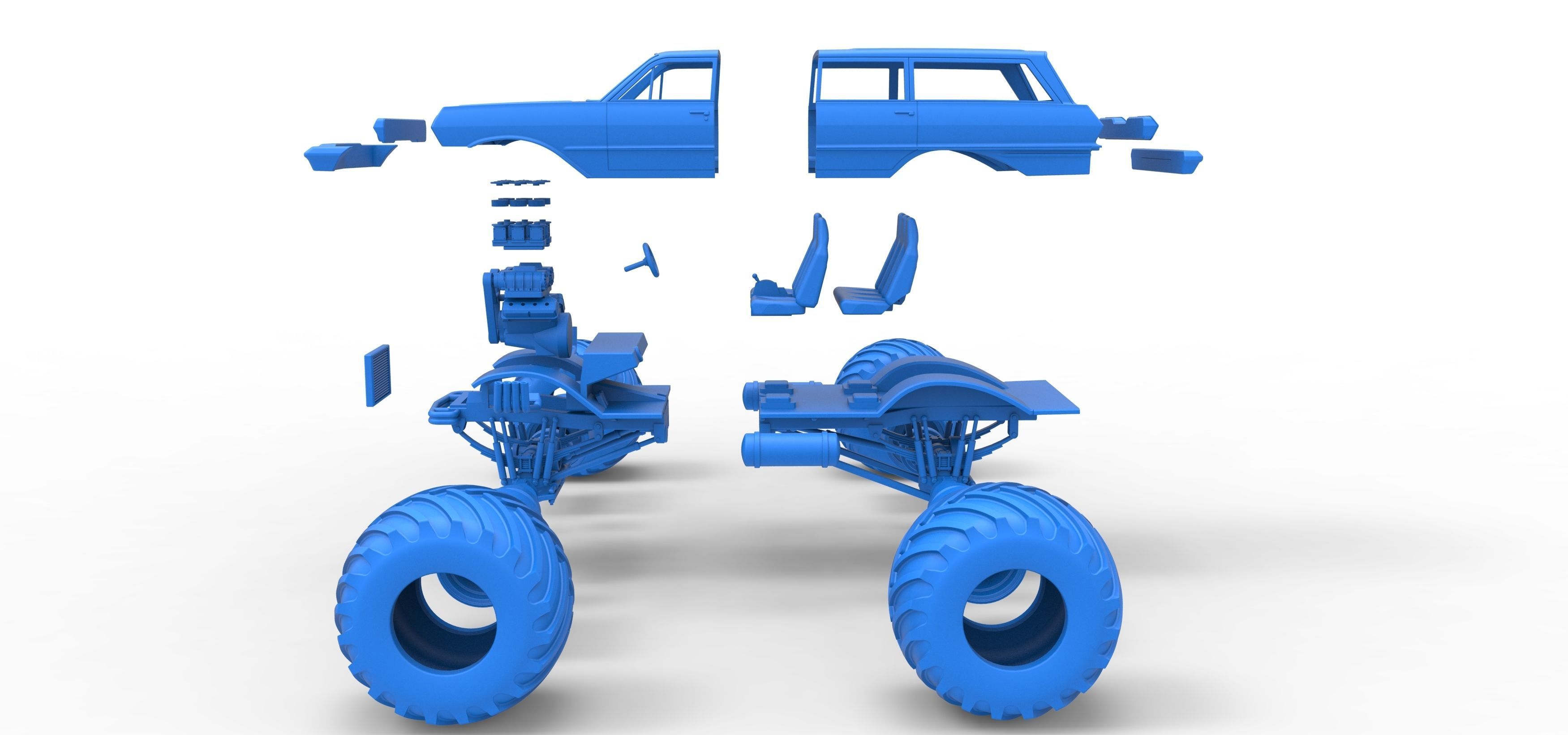 Vintage Monster Truck Scale 1 to 25 3D print model_37