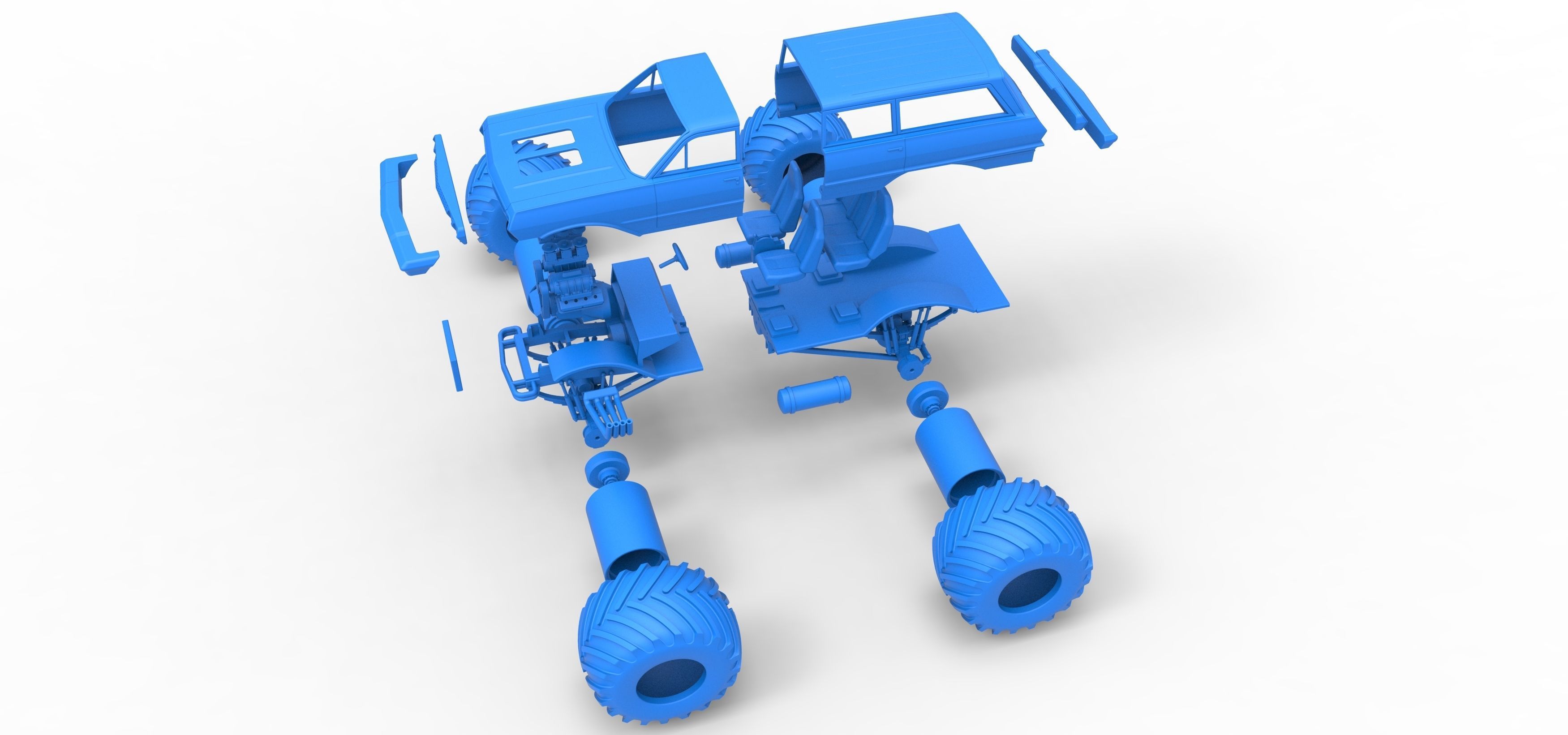 Vintage Monster Truck Scale 1 to 25 3D print model_34