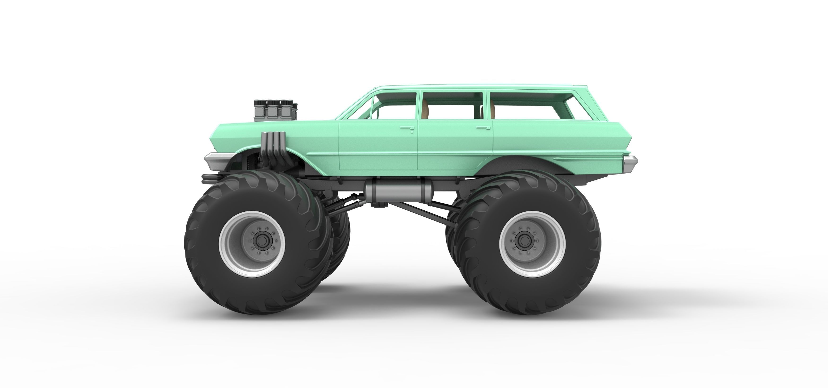 Vintage Monster Truck Scale 1 to 25 3D print model_9
