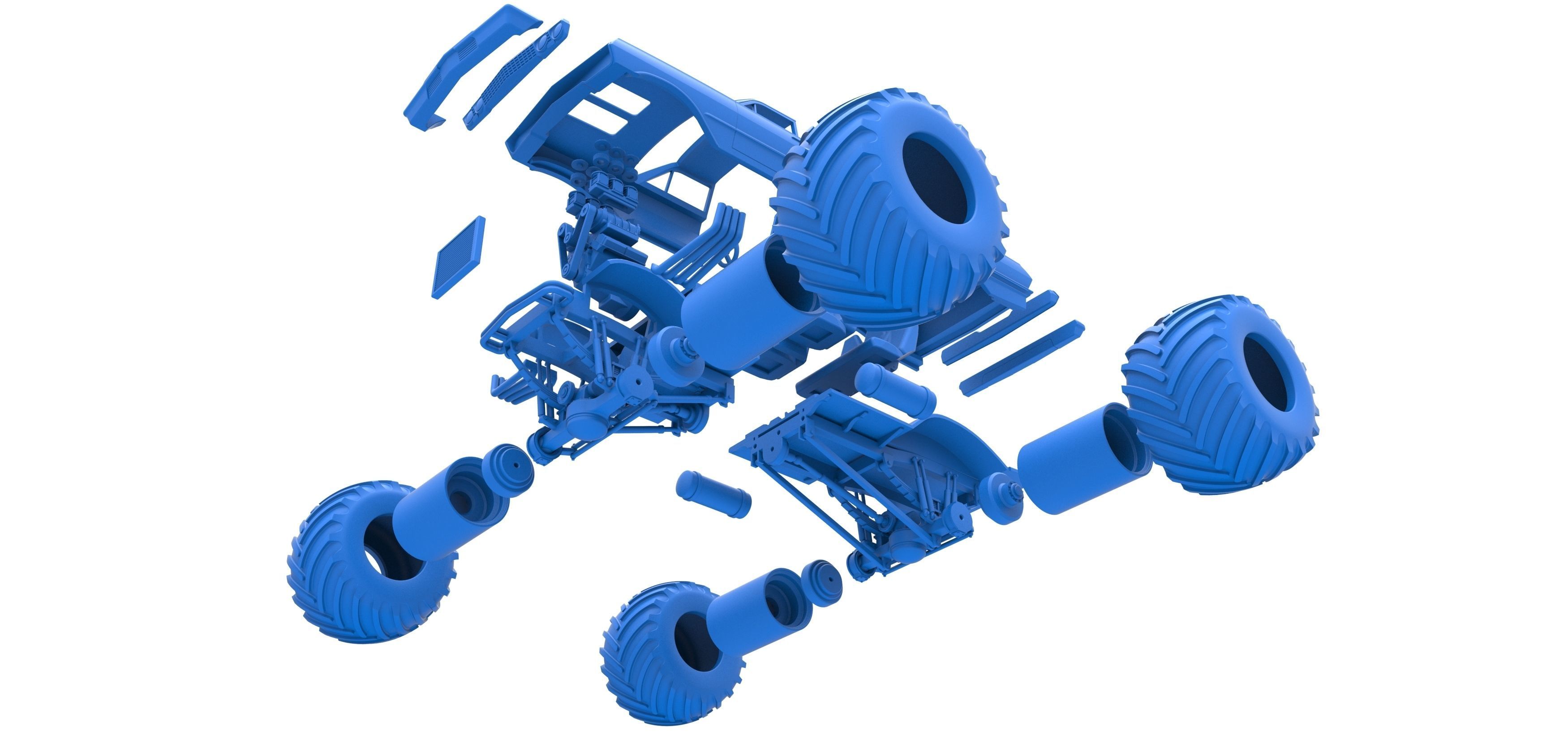 Vintage Monster Truck Scale 1 to 25 3D print model_35