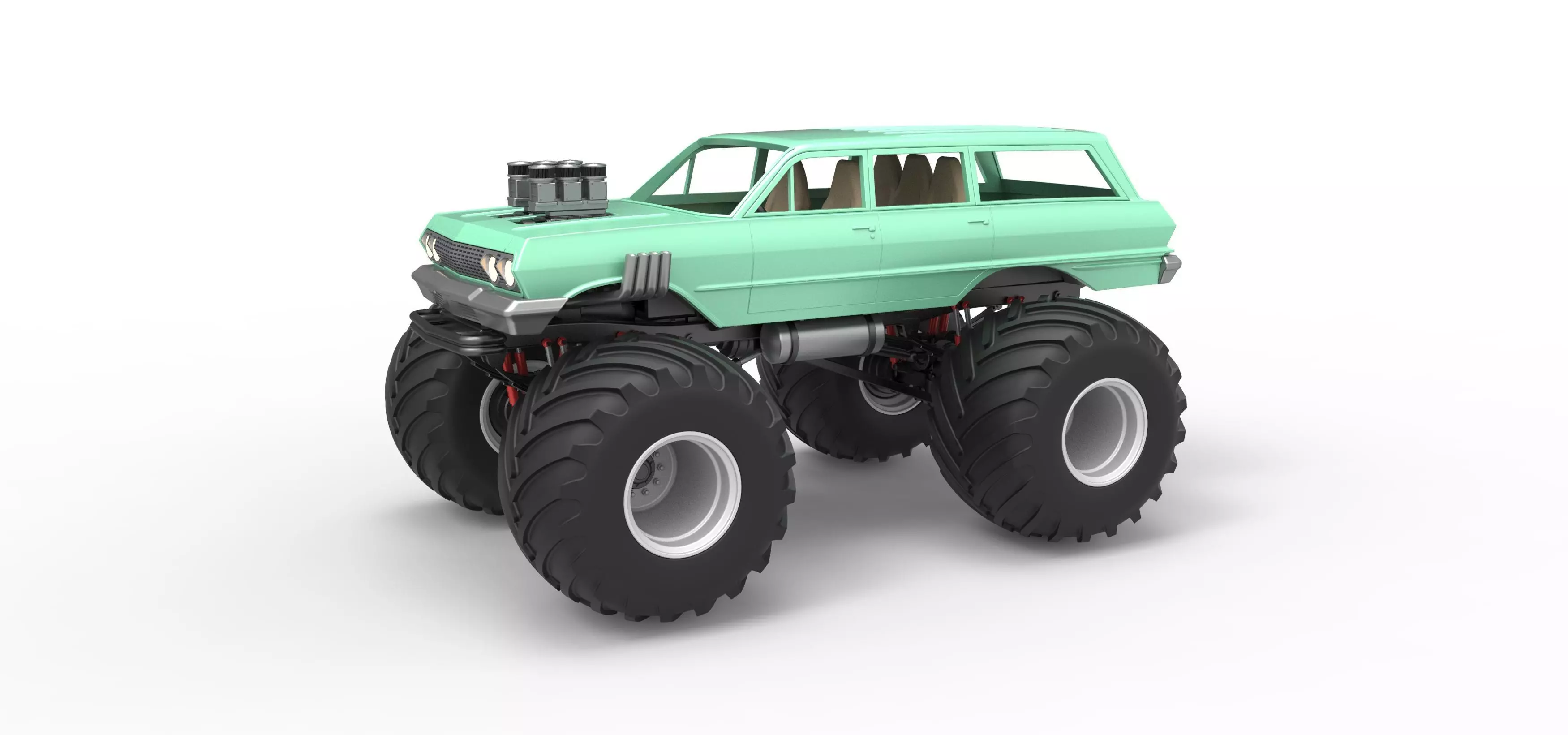 Vintage Monster Truck Scale 1 to 25 3D print model_0