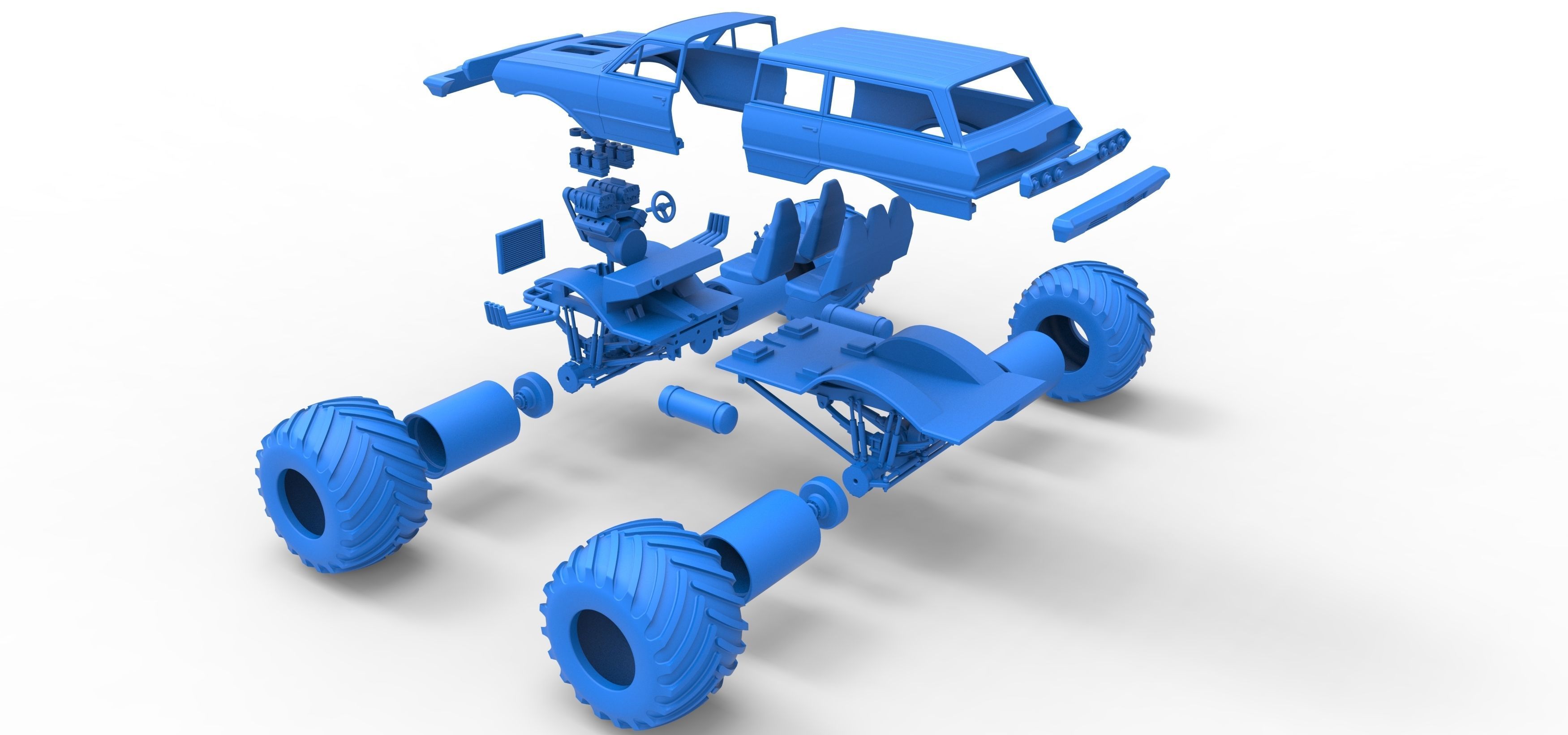 Vintage Monster Truck Scale 1 to 25 3D print model_39