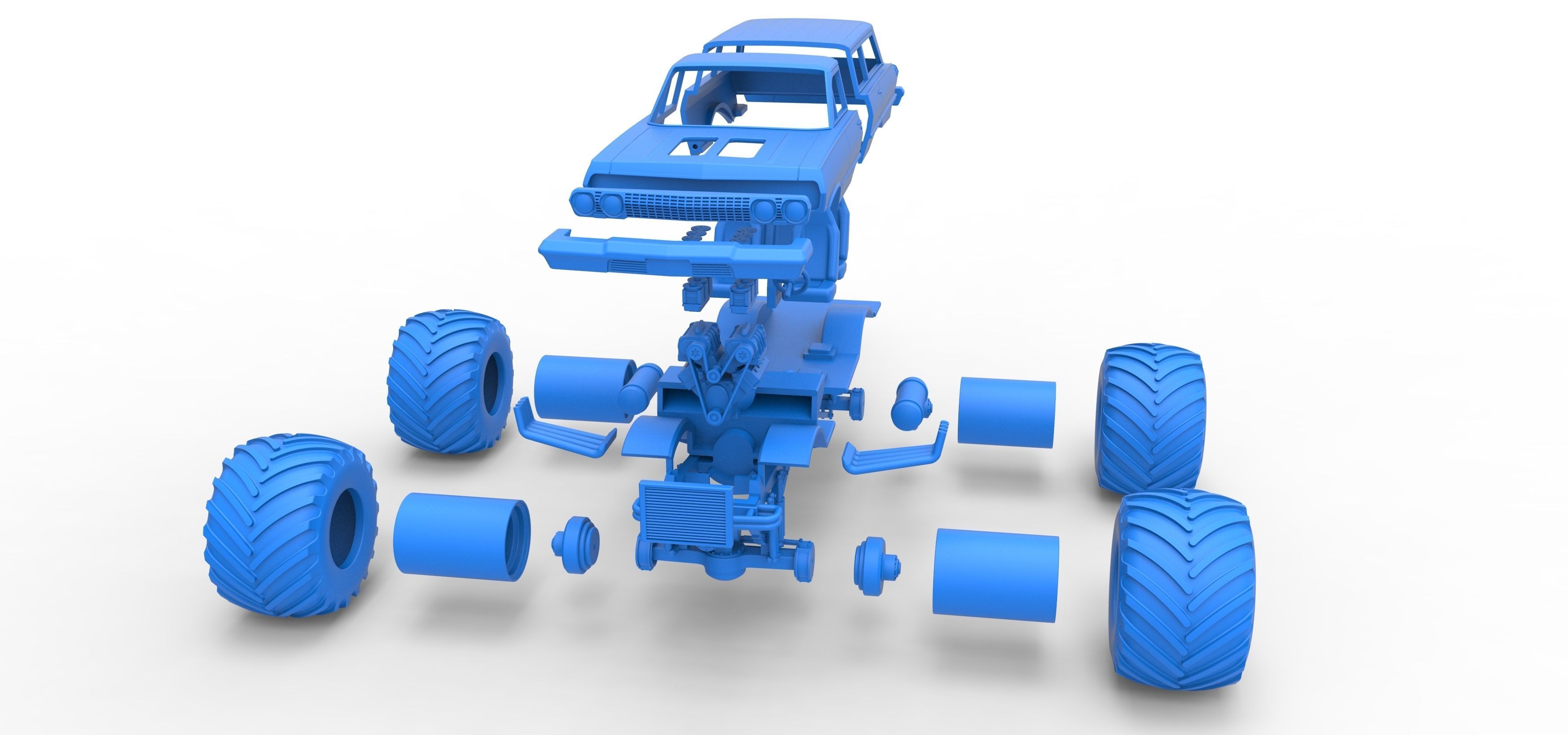 Vintage Monster Truck Scale 1 to 25 3D print model_36