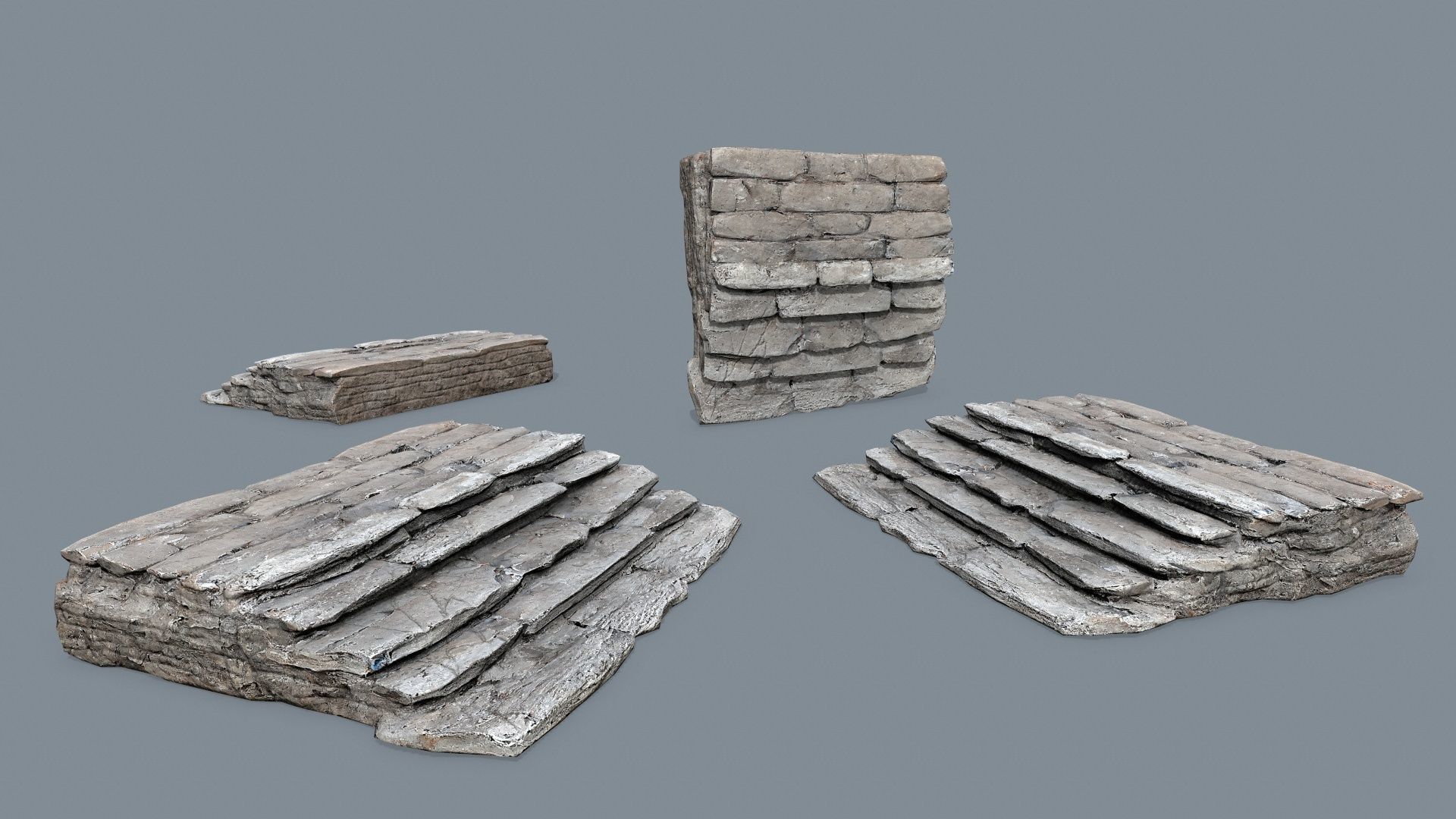 Ruin set Low-poly 3D model_11