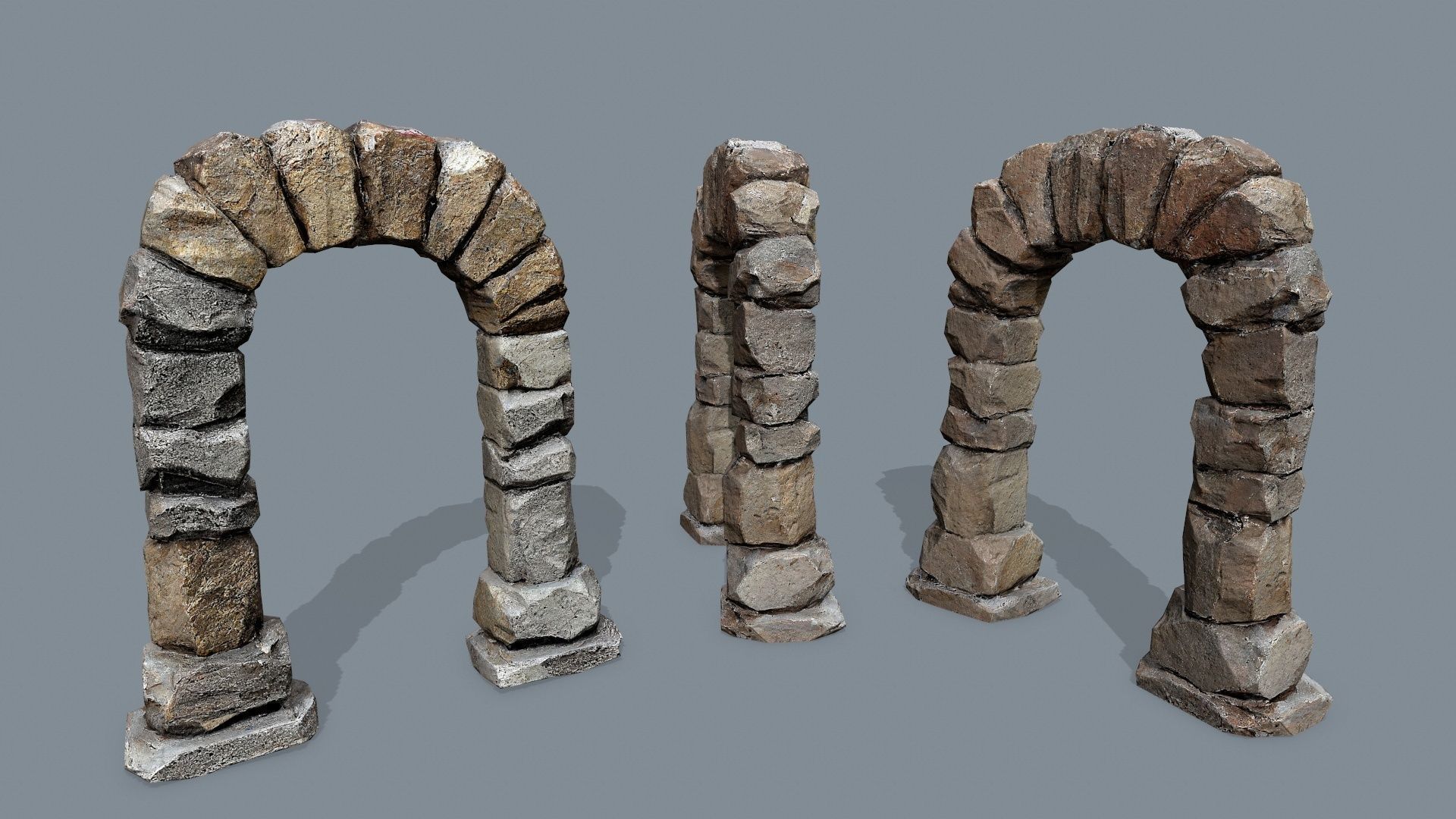 Ruin set Low-poly 3D model_10