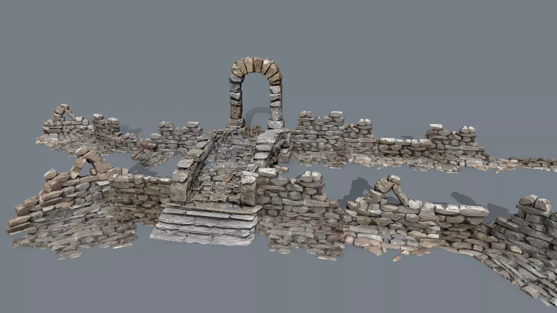 Ruin set Low-poly 3D model_0