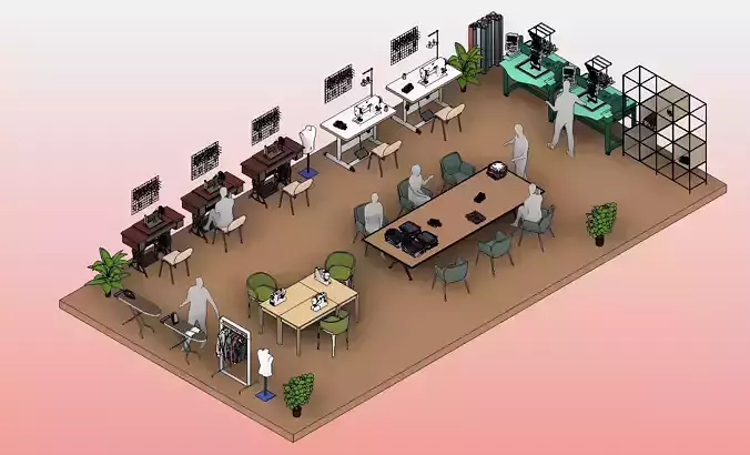 TALLER DE COSTURA REVIT - SEWING WORKSHOP REVIT  3D model