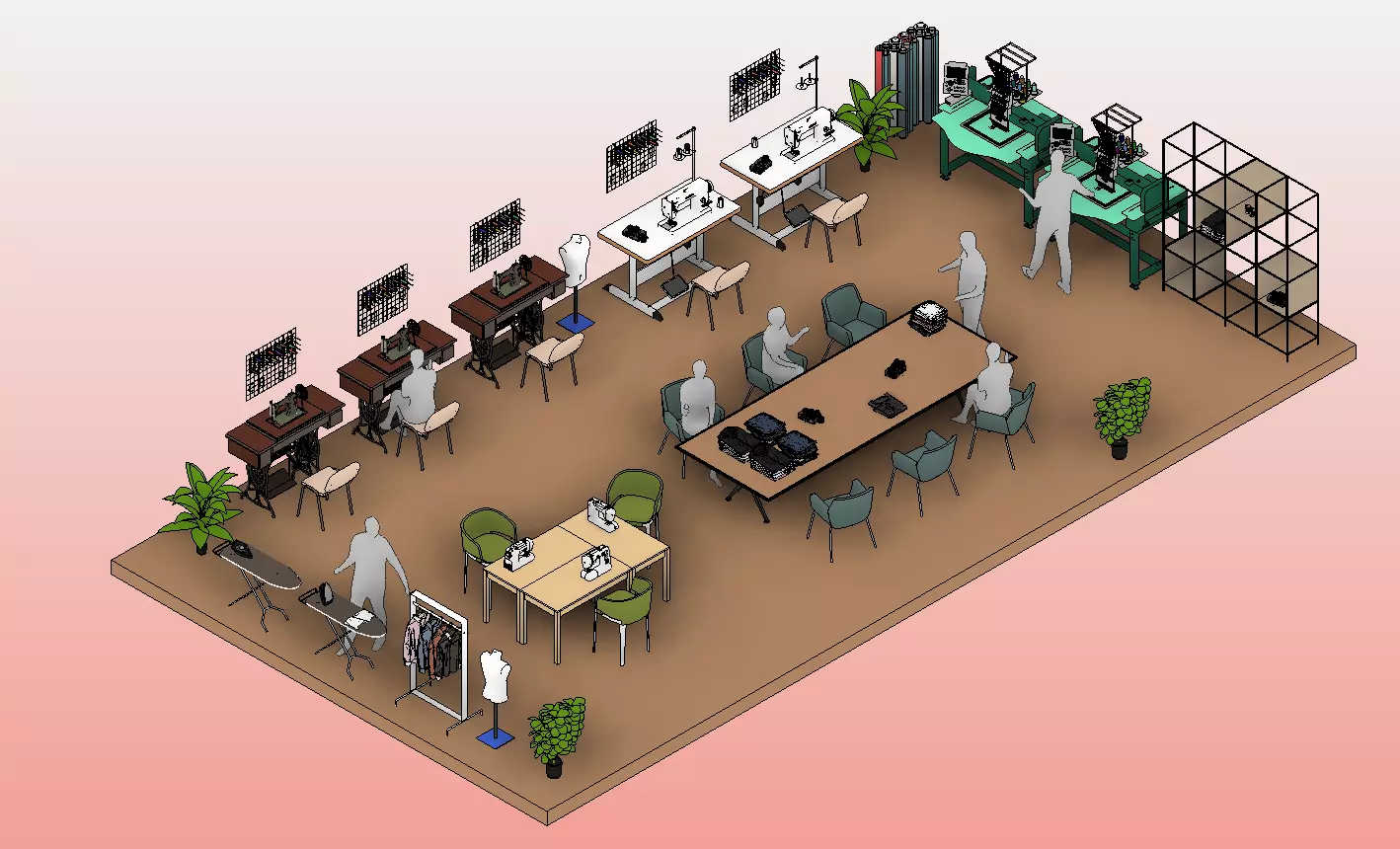TALLER DE COSTURA REVIT - SEWING WORKSHOP REVIT 3D model