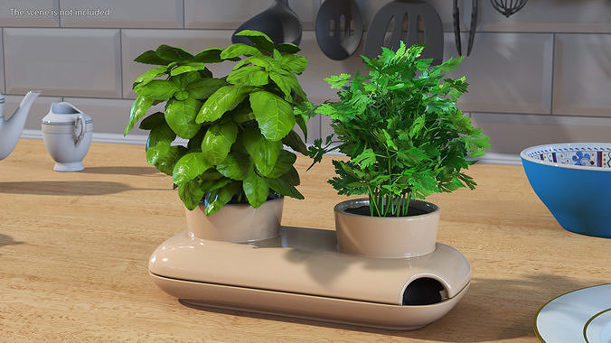 Sagaform Double Pot with Herbs Beige 3D model 3