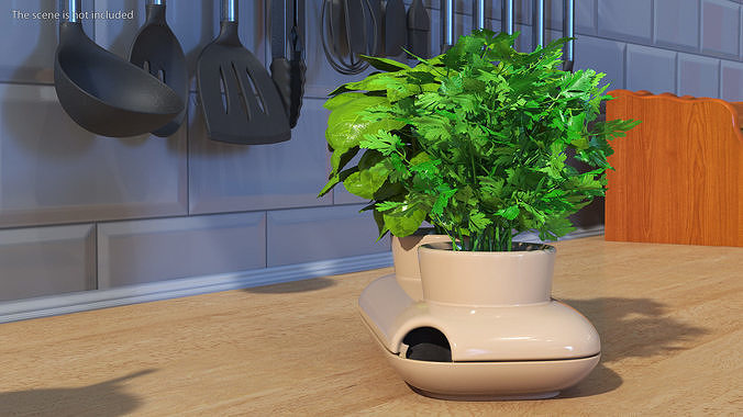 Sagaform Double Pot with Herbs Beige 3D model 5