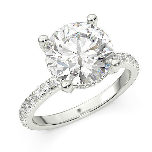 Solitaire Engagement Ring with Photorealistic Renders CG007 3D print model