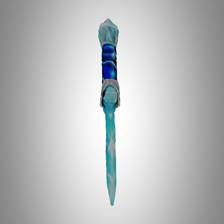 Blue diamond crystal dagger Low-poly 3D model_1