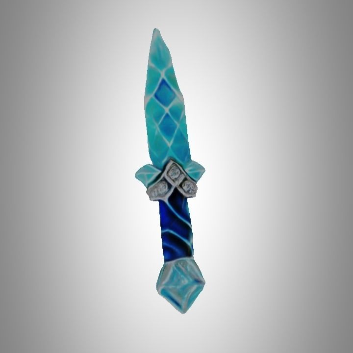Blue diamond crystal dagger Low-poly 3D model_5