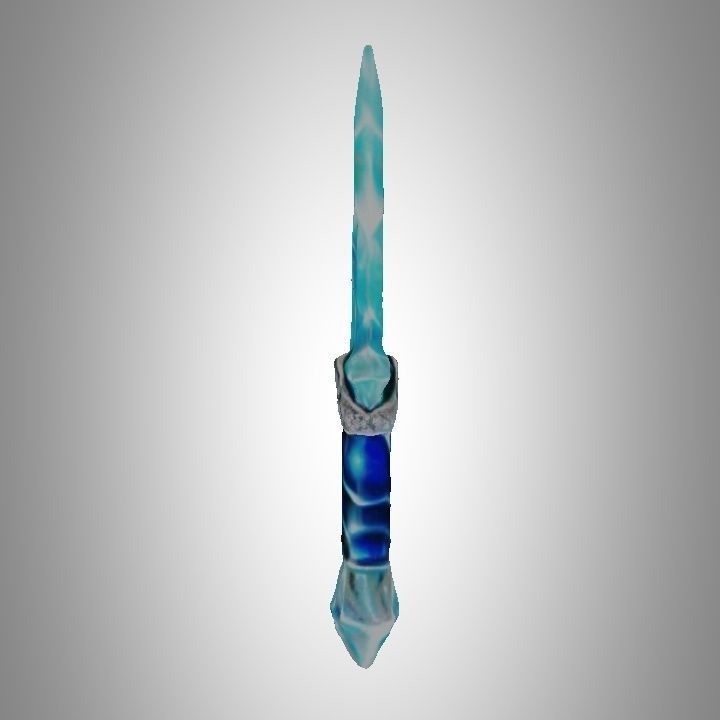 Blue diamond crystal dagger Low-poly 3D model_3