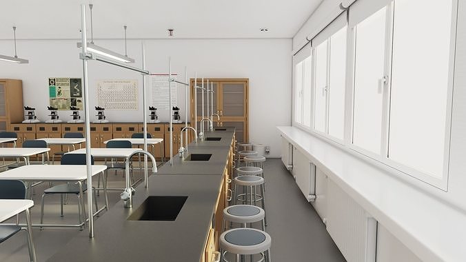 Modern School Laboratory Interior 3D model 7