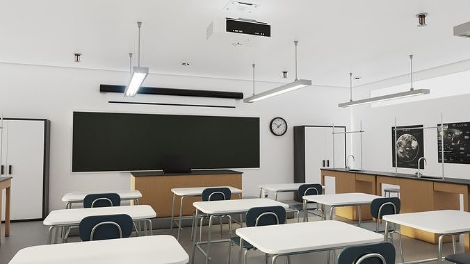 Modern School Laboratory Interior 3D model