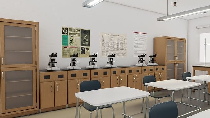 Modern School Laboratory Interior 3D model 5