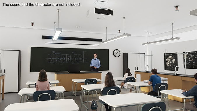 Modern School Laboratory Interior 3D model 2