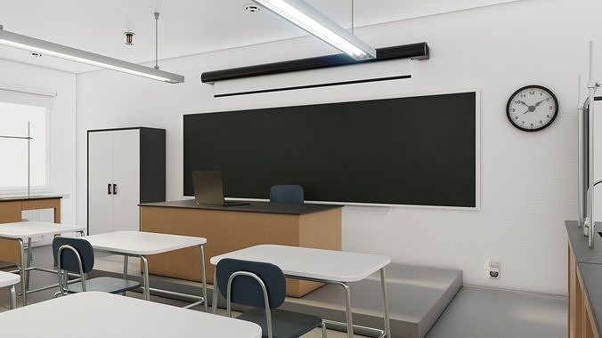 Modern School Laboratory Interior 3D model 4