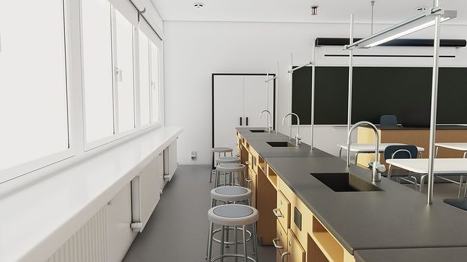 Modern School Laboratory Interior 3D model 6