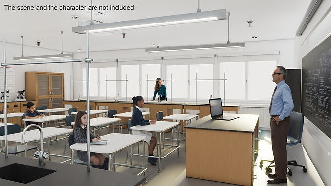 Modern School Laboratory Interior 3D model 3