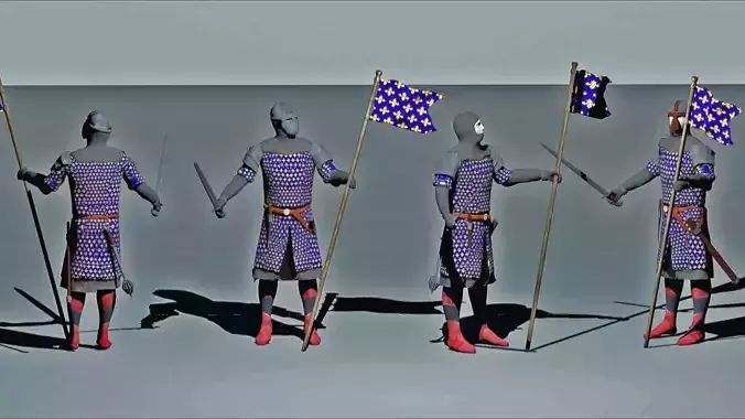 Knight group of knights holding flags