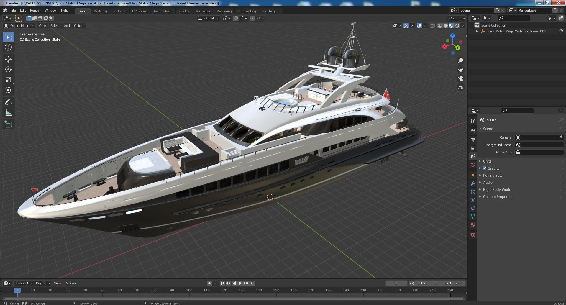 Bliss Motor Mega Yacht for Travel 3D model_45