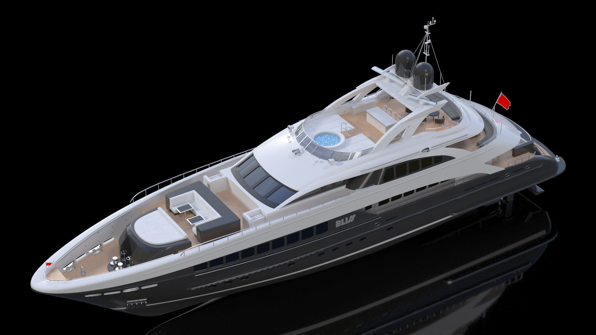 Bliss Motor Mega Yacht for Travel 3D model_2