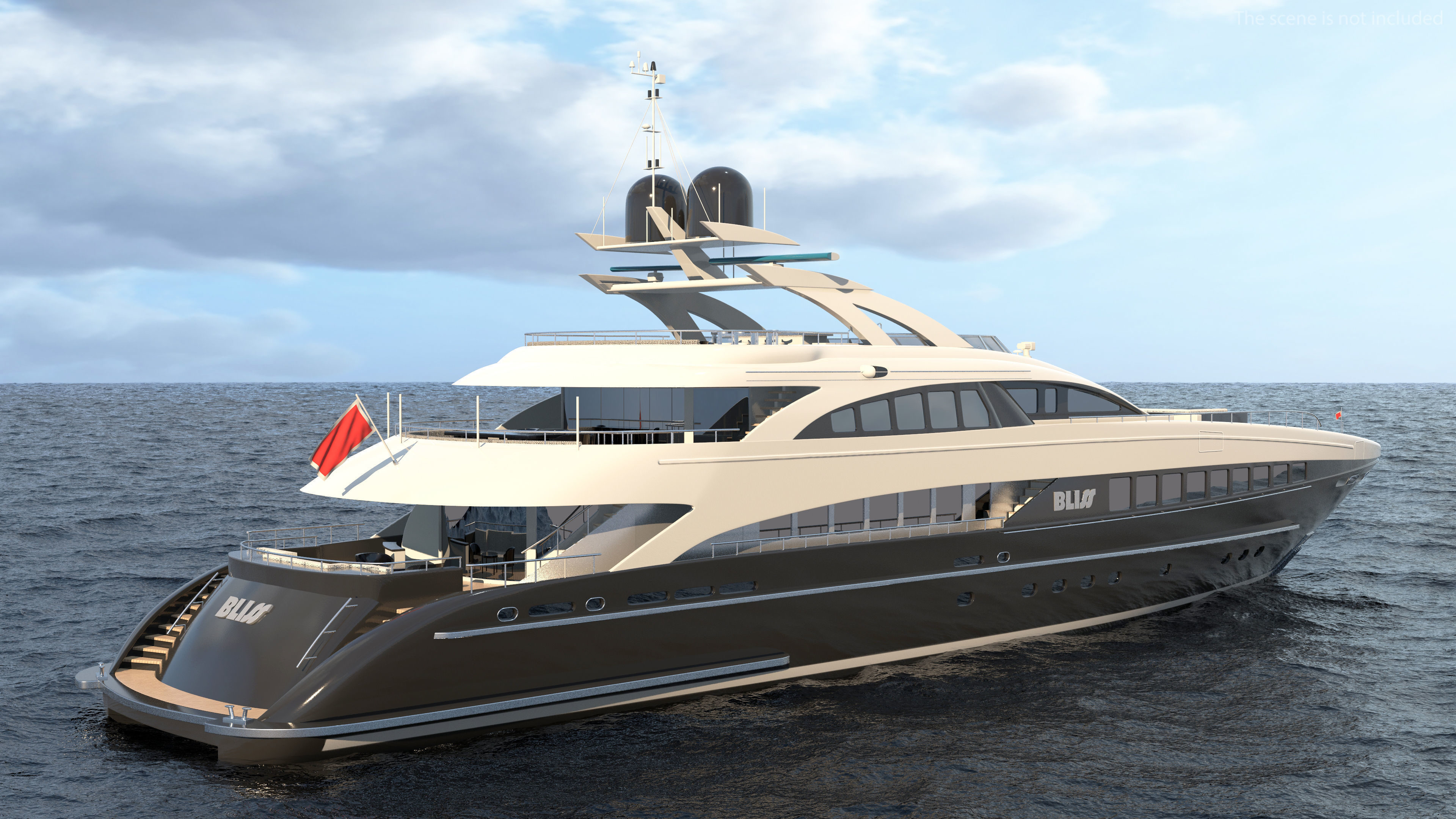Bliss Motor Mega Yacht for Travel 3D model_4