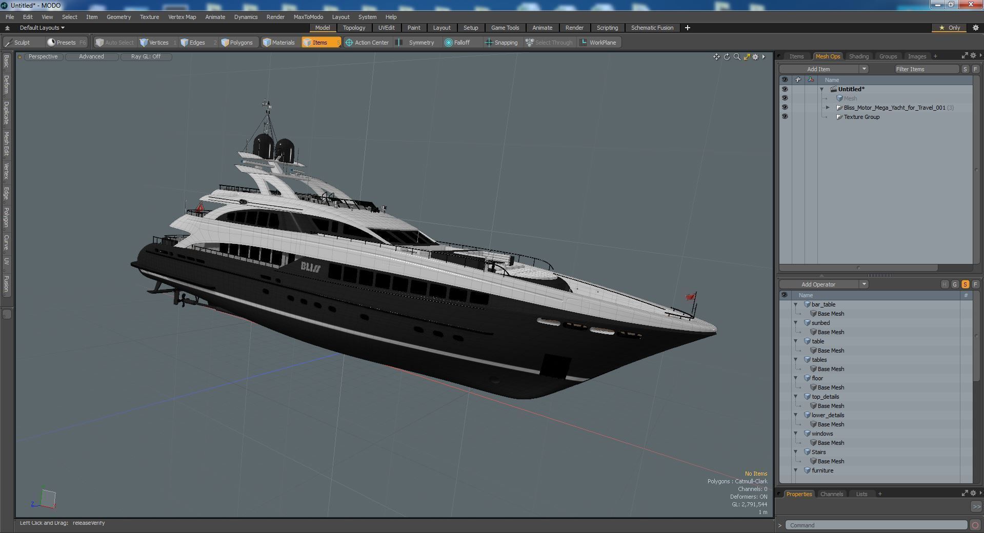 Bliss Motor Mega Yacht for Travel 3D model_46