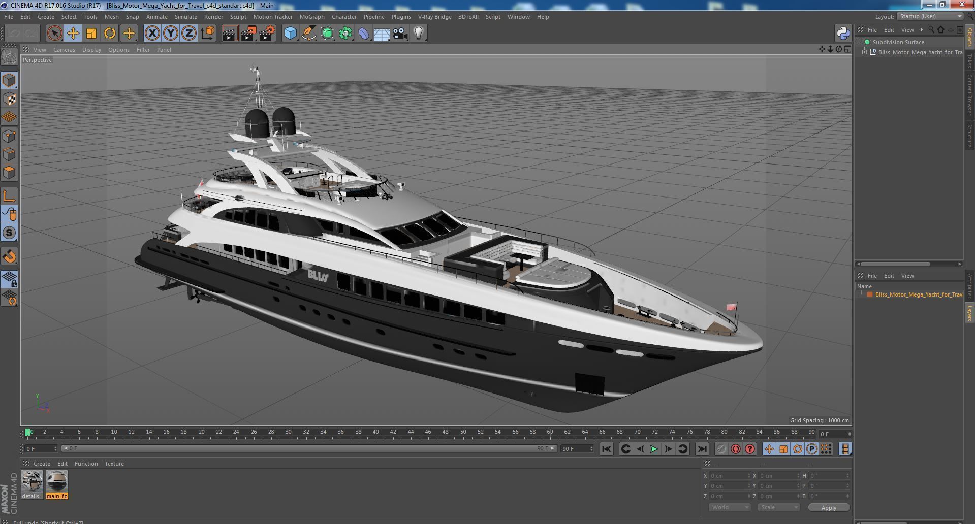 Bliss Motor Mega Yacht for Travel 3D model_47
