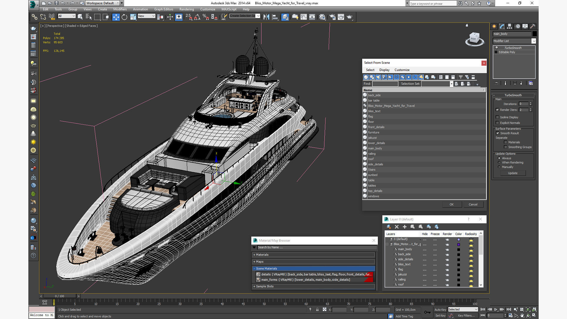 Bliss Motor Mega Yacht for Travel 3D model_44