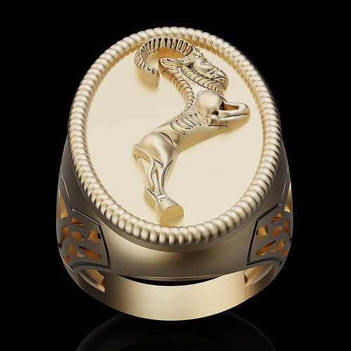 Goat ring silver gold  printable jewelry 3D model 3D print model