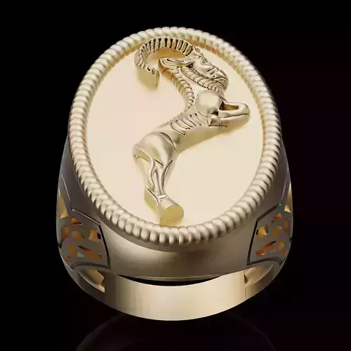 Goat ring silver gold  printable jewelry 3D model