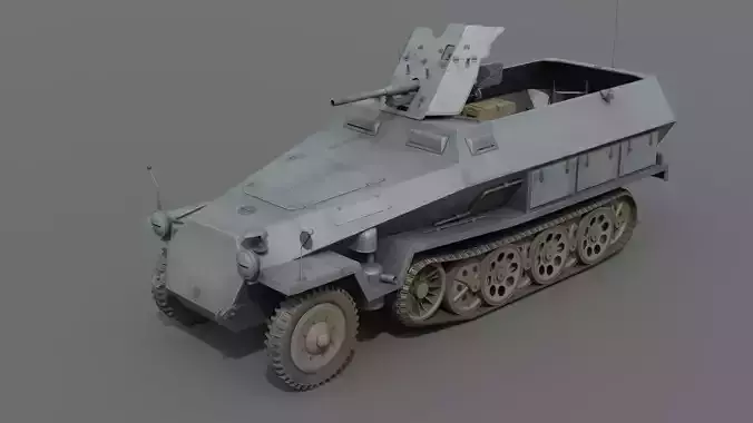 Sdkfz 251-10 PaK 36 Half-Track  Low-poly 3D model