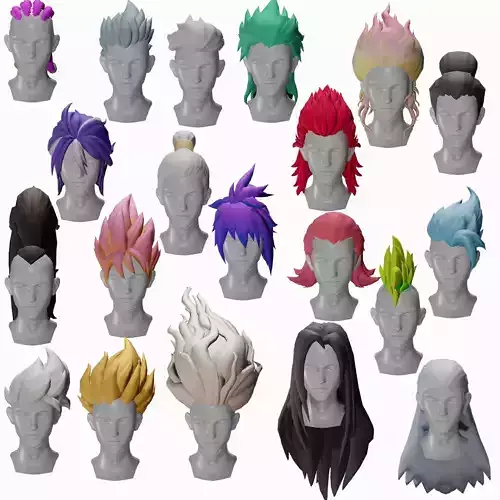 20 STYLIZED MALE HAIR MODELS PACK 7