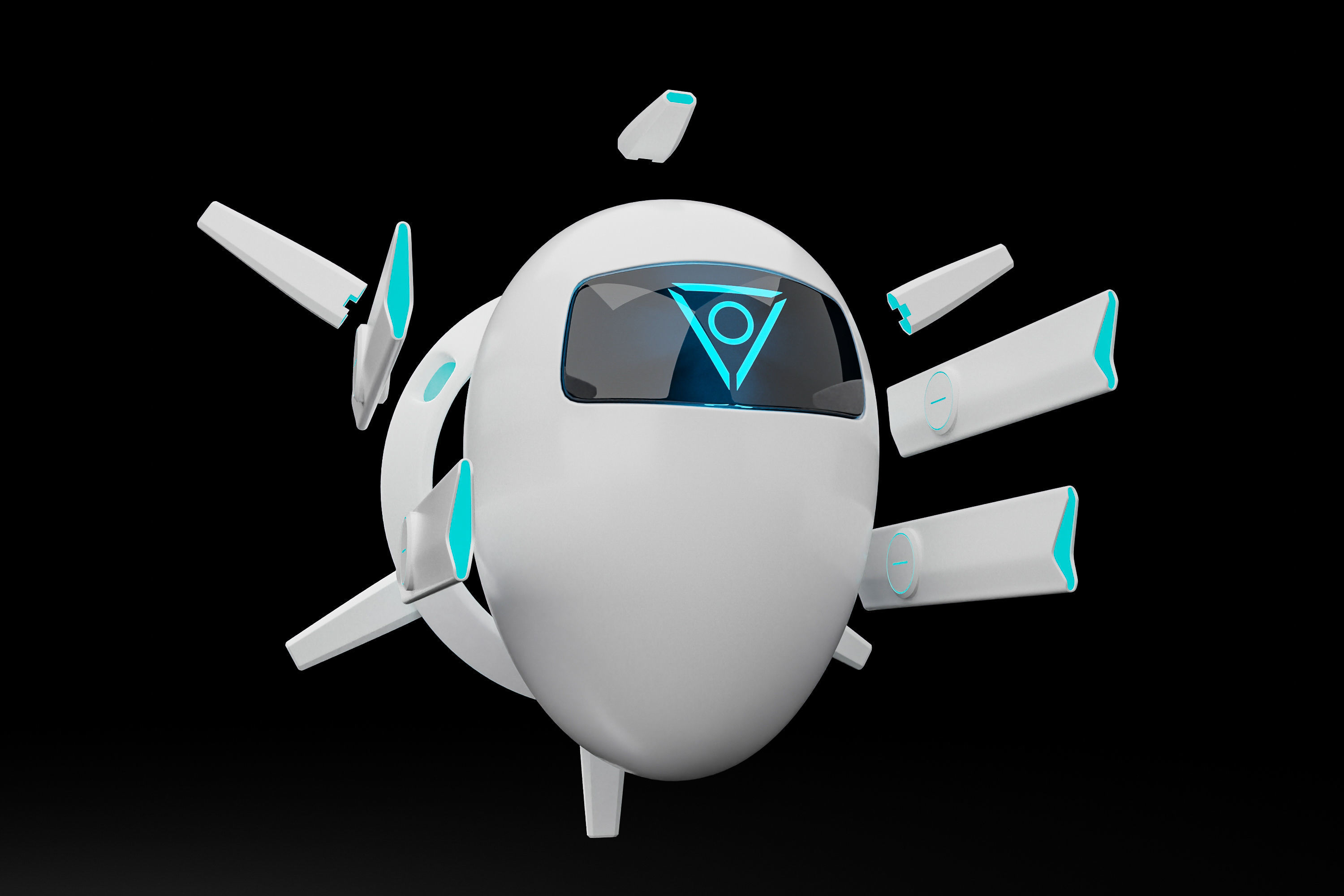AI drone Low-poly 3D model_2