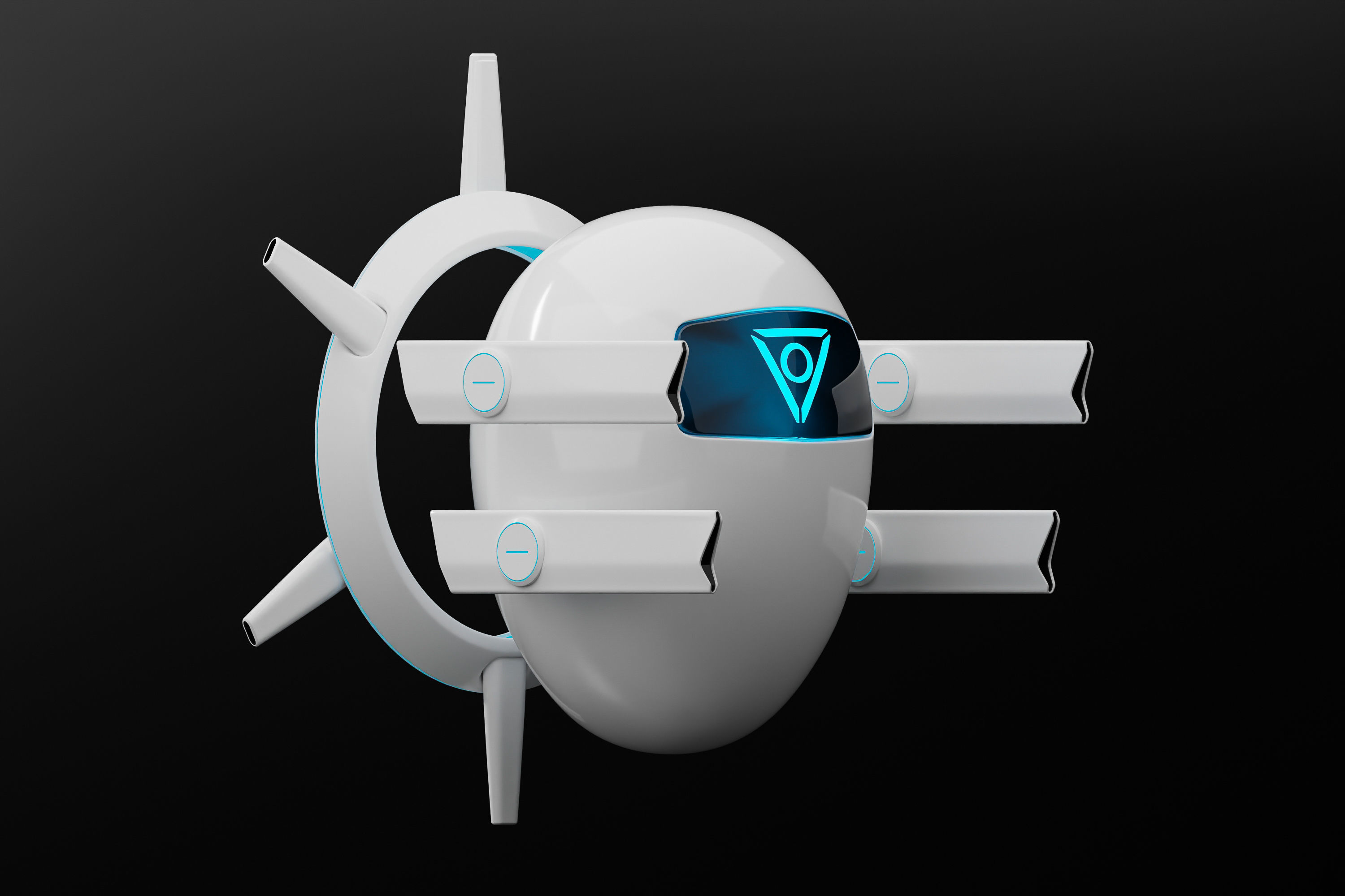 AI drone Low-poly 3D model_4