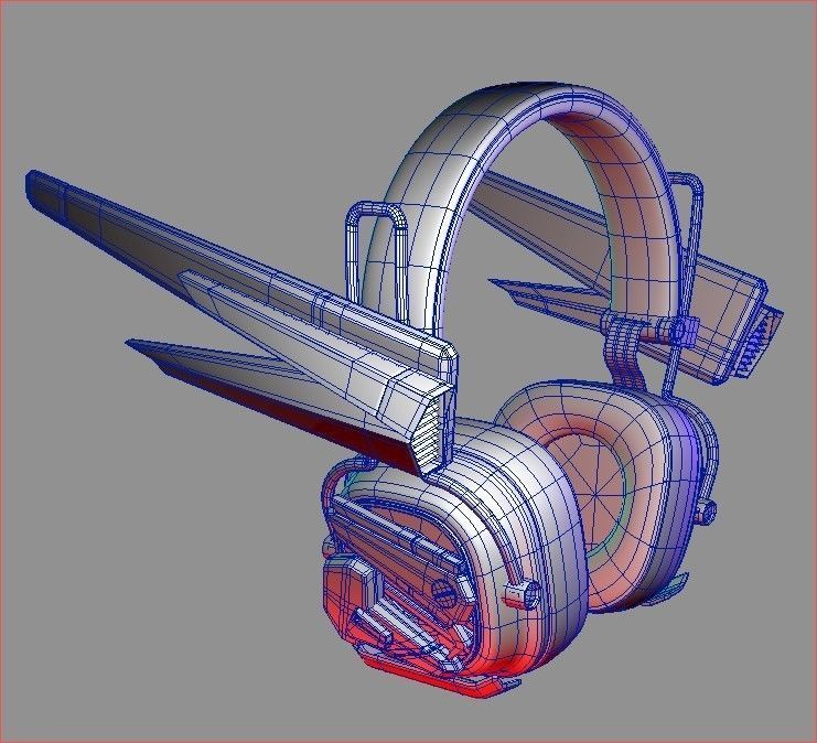 3D Headphone gundam  style 3D model_5