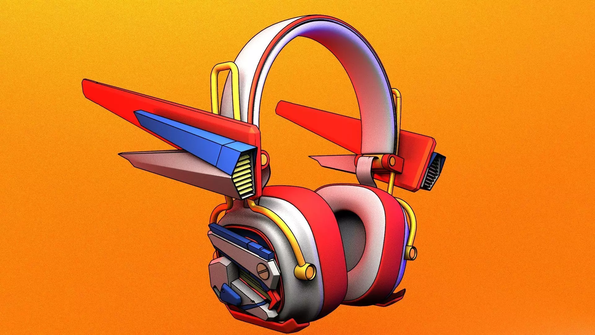 3D Headphone gundam  style 3D model_0
