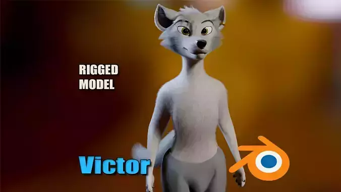 Victor Anthro Wolf Low-poly 3D model