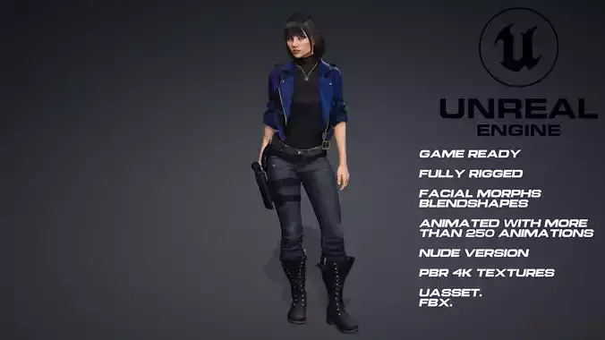 Claire Redfeld -Resident evil - UE5 -face- animated-nude version