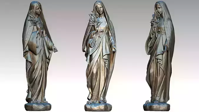 Virgin Mary holding flowers