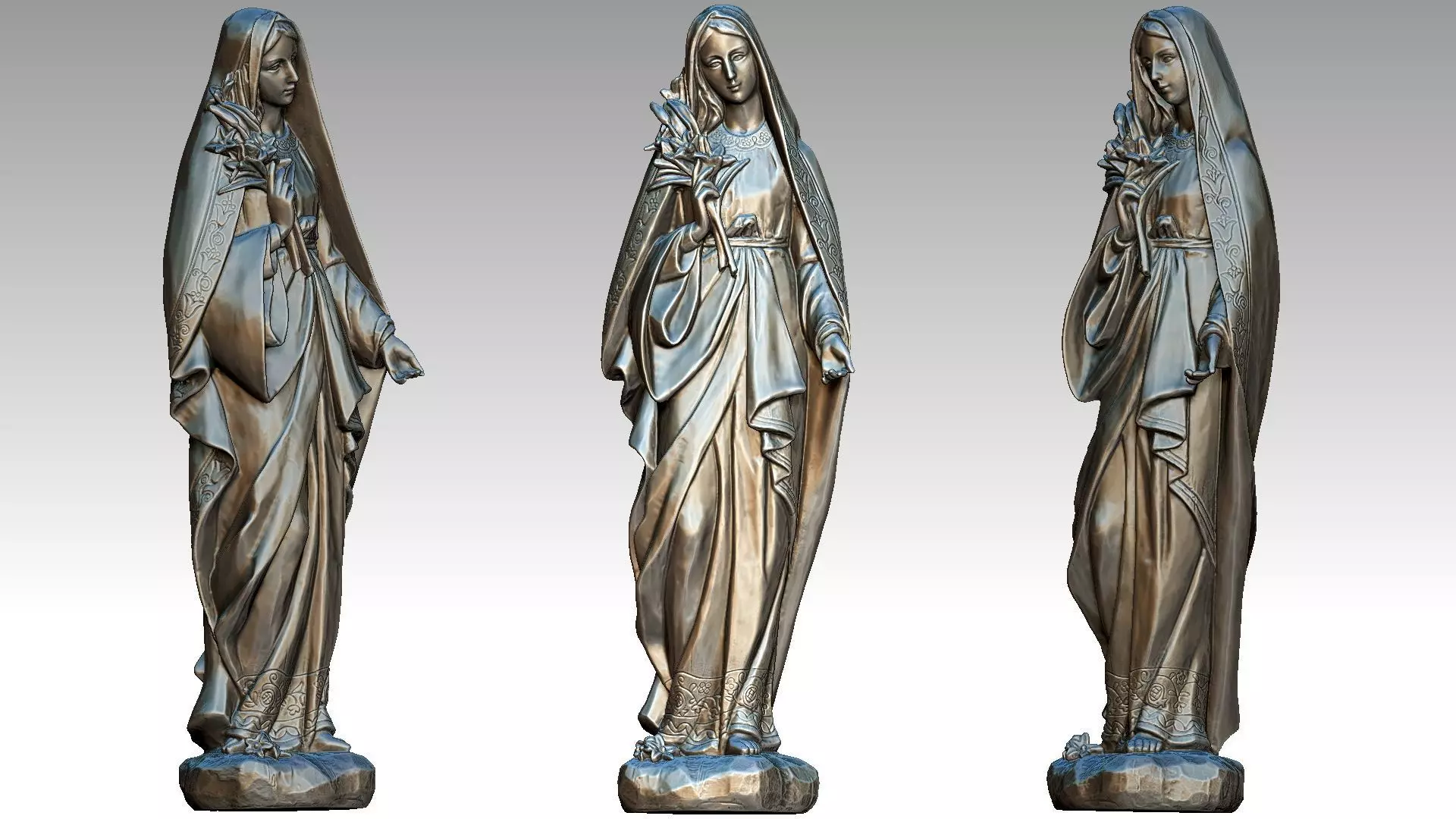 Virgin Mary holding flowers 3D print model