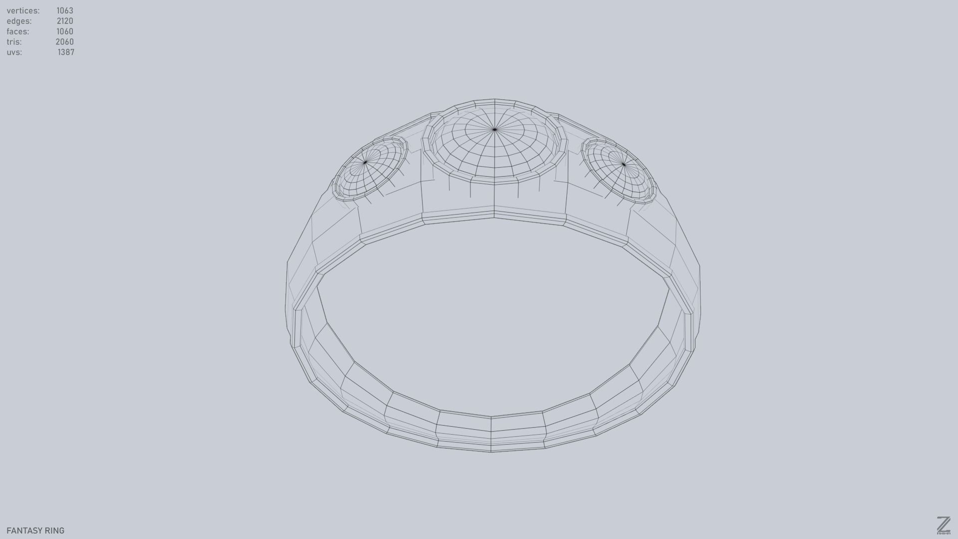 Fantasy ring Low-poly 3D model_14